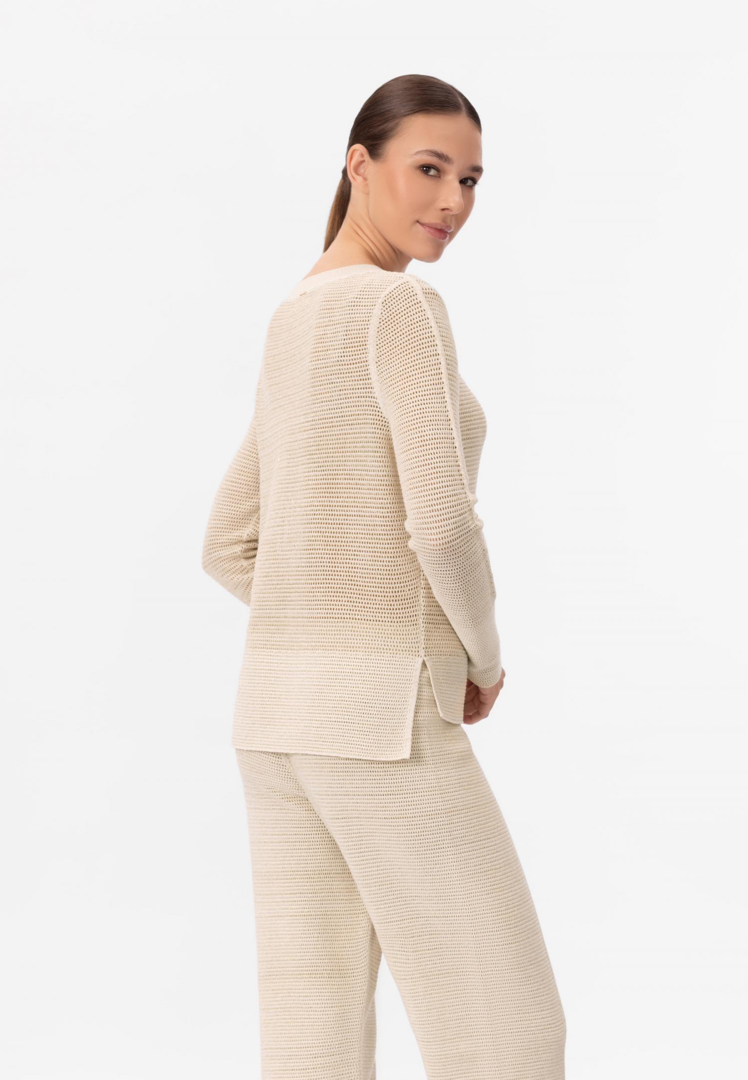 Джемпер з довгим рукавом з шовку та бавовни